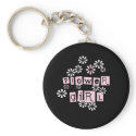 Flower Girl White on Black keychains