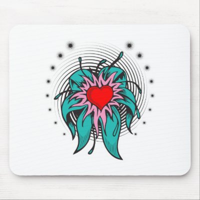 flower heart tattoo design mouse mat by doonidesigns