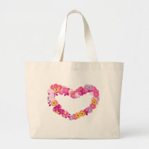 flower heart tote bag
