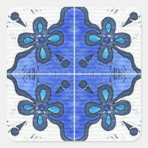 Flower in Blue Inspired by Portuguese Azulejos Sticker
