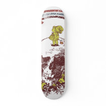 Flower Litttle Girl on Skulls Head Skateboard Deck