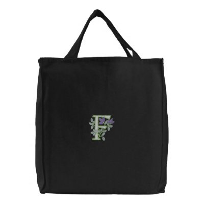 Flower Monogram Initial F Embroidered Bag by Embroidery4U