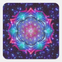 FLOWER OF LIFE/Blume des Lebens Mandala IV Square Stickers