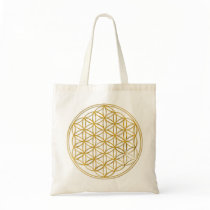 FLOWER OF LIFE - gold Canvas Bags