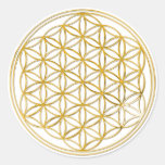 FLOWER OF LIFE - gold Round Sticker