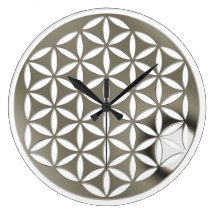FLOWER OF LIFE - punch - silver / Blume des Lebens Round Clock