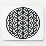 Flower of Life Sacred Geometry Symbol (black) Mouse Mats