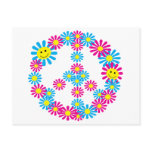 Flower Peace Sign w/Smiley Faces Postcards