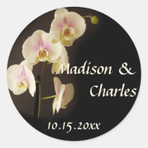 Flower phalaenopsis orchid wedding favour label round sticker