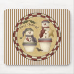 Flower Pot Snowmen mousepads
