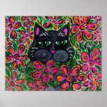 Flower Power Fat Cat  Poster posters