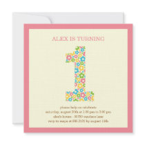 Flower Power First Birthday Invitation - Pink
