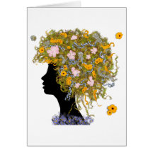 Flower Power hair Greeting Cards