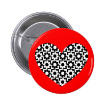 Flower Power Heart Pinback Buttons
