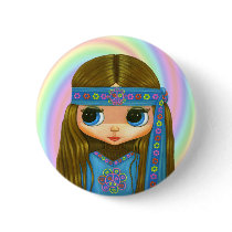 Flower Power Hippie Button