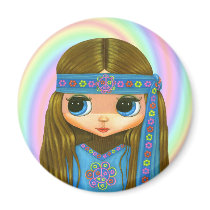 Flower Power Hippie Doll Magnet