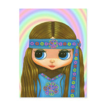 Flower Power Hippie Doll Postcard