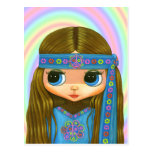 Flower Power Hippie Doll Postcard