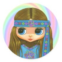 Flower Power Hippie Doll Sticker