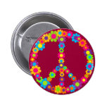 Flower Power Peace Pinback Buttons