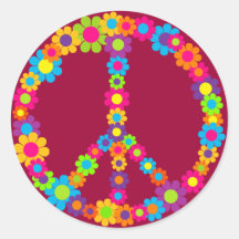 Flower Power Peace Stickers