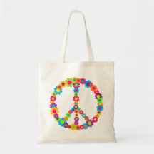 Flower Power Peace Tote Bag
