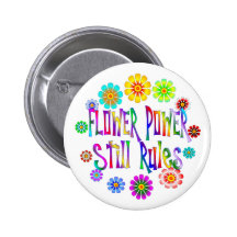 Flower Power Rules Pinback Buttons