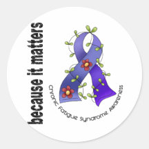 Flower Ribbon 3 CFS Chronic Fatigue Syndrome Stickers