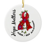 Flower Ribbon 4 Hope Matters AIDS Christmas Tree Ornaments