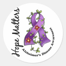 Flower Ribbon 4 Hope Matters Alzheimer's Disease Stickers