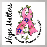 Flower Ribbon 4 Hope Matters Breast Cancer Posters