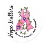 Flower Ribbon 4 Hope Matters Breast Cancer stickers