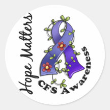 Flower Ribbon 4 Hope Matters CFS Round Stickers