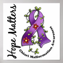 Flower Ribbon 4 Hope Matters Chiari Malformation Poster