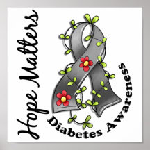 Flower Ribbon 4 Hope Matters Diabetes Print