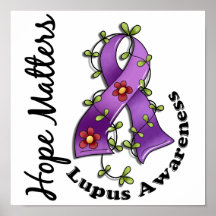 Flower Ribbon 4 Hope Matters Lupus Poster