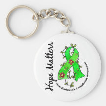 Flower Ribbon 4 Hope Matters Non-Hodgkin's Lymphom Keychains