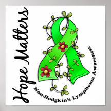 Flower Ribbon 4 Hope Matters Non-Hodgkin's Lymphom Posters