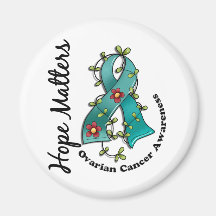 Flower Ribbon 4 Hope Matters Ovarian Cancer Refrigerator Magnet