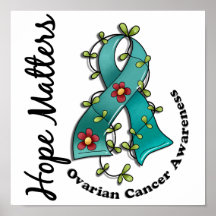 Flower Ribbon 4 Hope Matters Ovarian Cancer Print