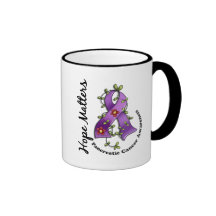 Flower Ribbon 4 Hope Matters Pancreatic Cancer Mugs