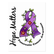 Flower Ribbon 4 Hope Matters Pancreatic Cancer Postcards