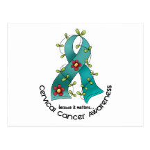 Flower Ribbon CERVICAL CANCER AWARENESS T-Shirts Postcards
