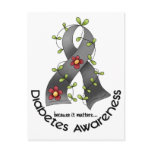 Flower Ribbon DIABETES AWARENESS T-Shirts & Gifts postcards