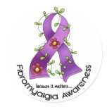 Flower Ribbon FIBROMYALGIA AWARENESS T-Shirts stickers