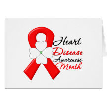 Flower Ribbon - Heart Disease Awareness Month Greeting Cards