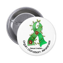 Flower Ribbon ORGAN DONATION AWARENESS Apparel Pins