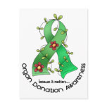 Flower Ribbon ORGAN DONATION AWARENESS Apparel postcards