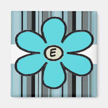 Flower Stripe Initial Magnet