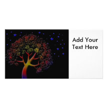 Flower Tree and Stars at Night Custom Photo Card